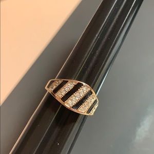 Gold black diamond like striped ring